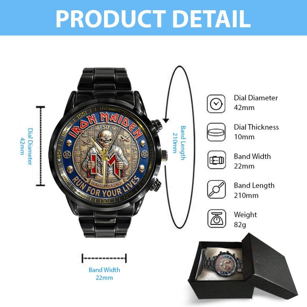 Iron Maiden 50th Anniversary Black Stainless Steel Watch - TANTN21563