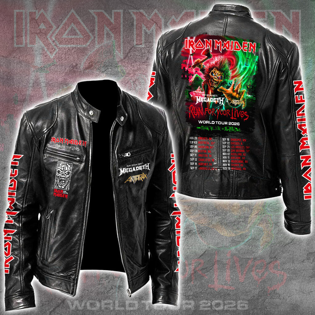 Iron Maiden Tour 2026 Motorcycle Leather Jacket – GNE5347