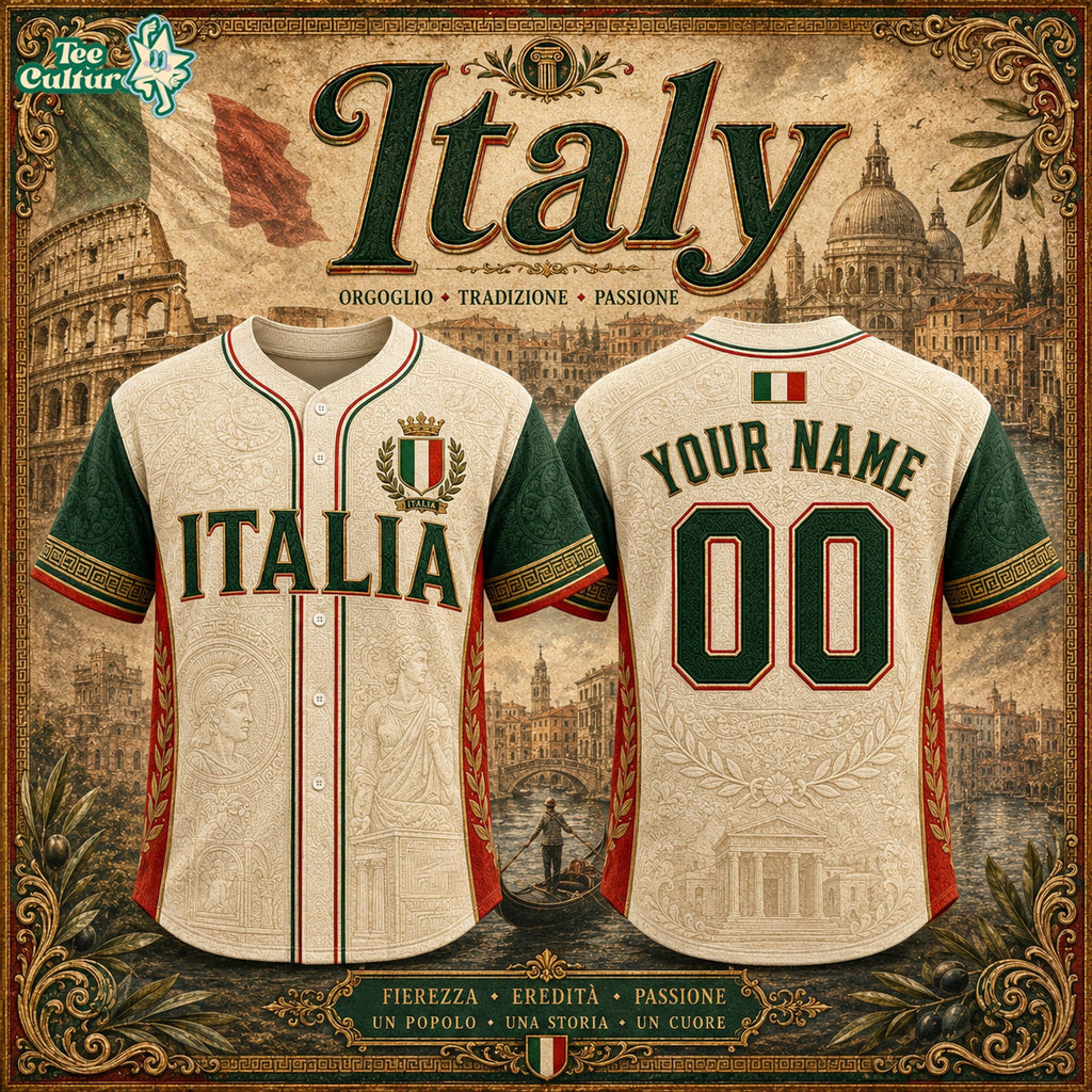 Italy Custom Name Baseball Jersey – 3D Baseball Jersey