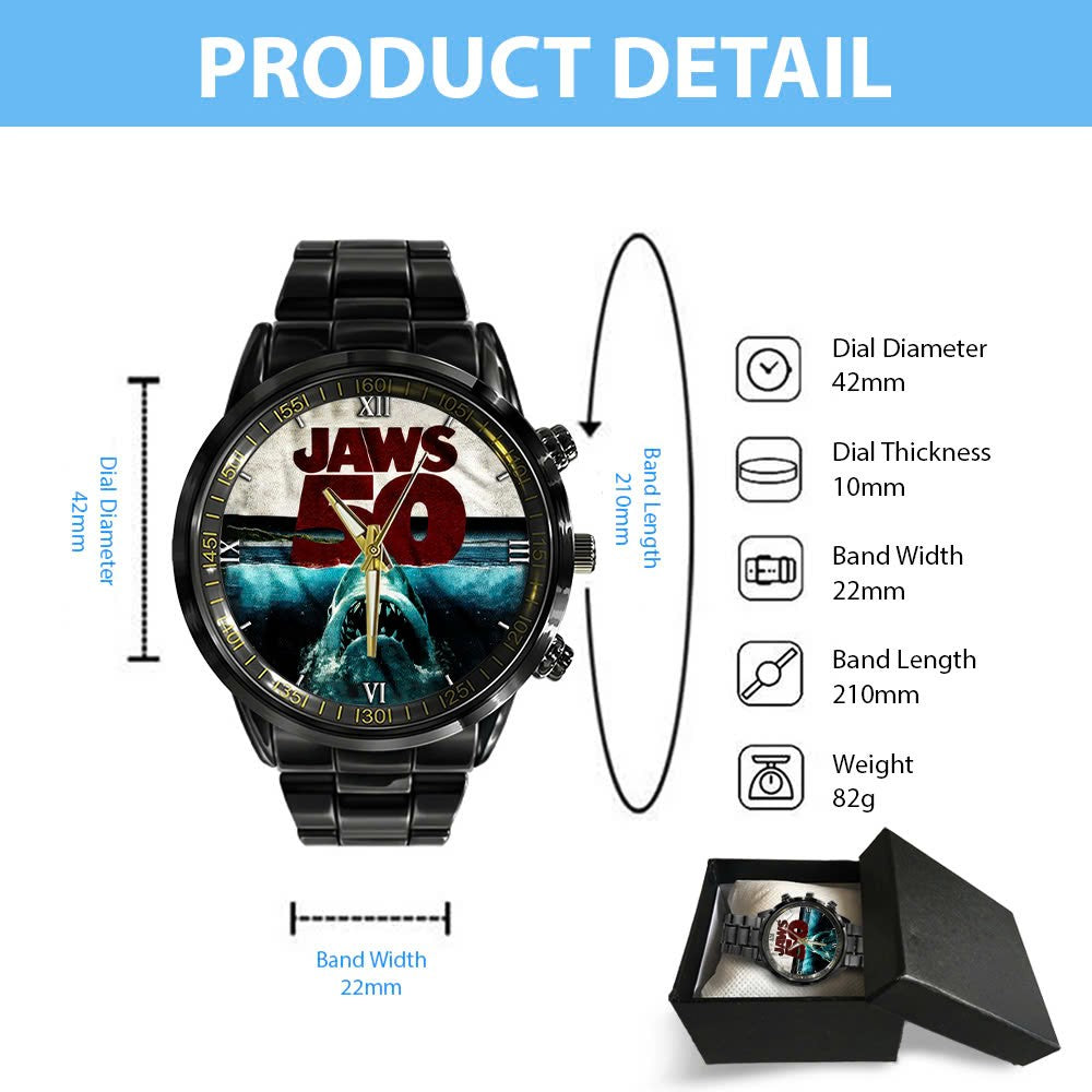 Jaws Black Stainless Steel Watch - GNE NEW320