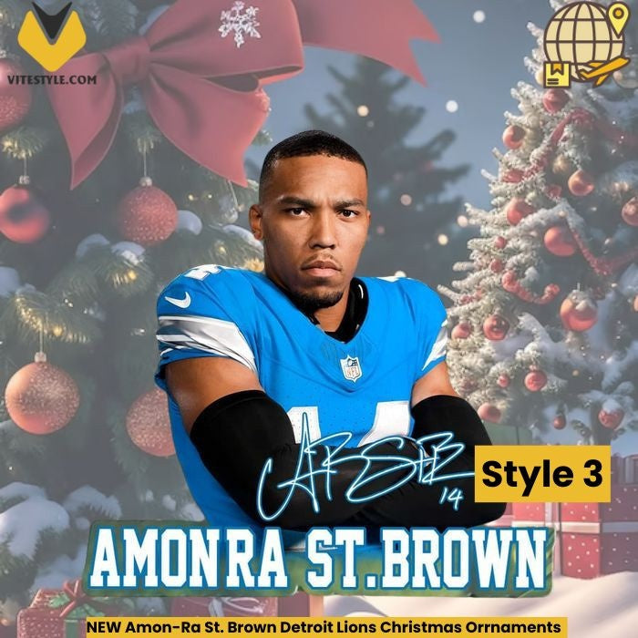 NEW Amon-Ra St. Brown Detroit Lions Christmas Ornaments