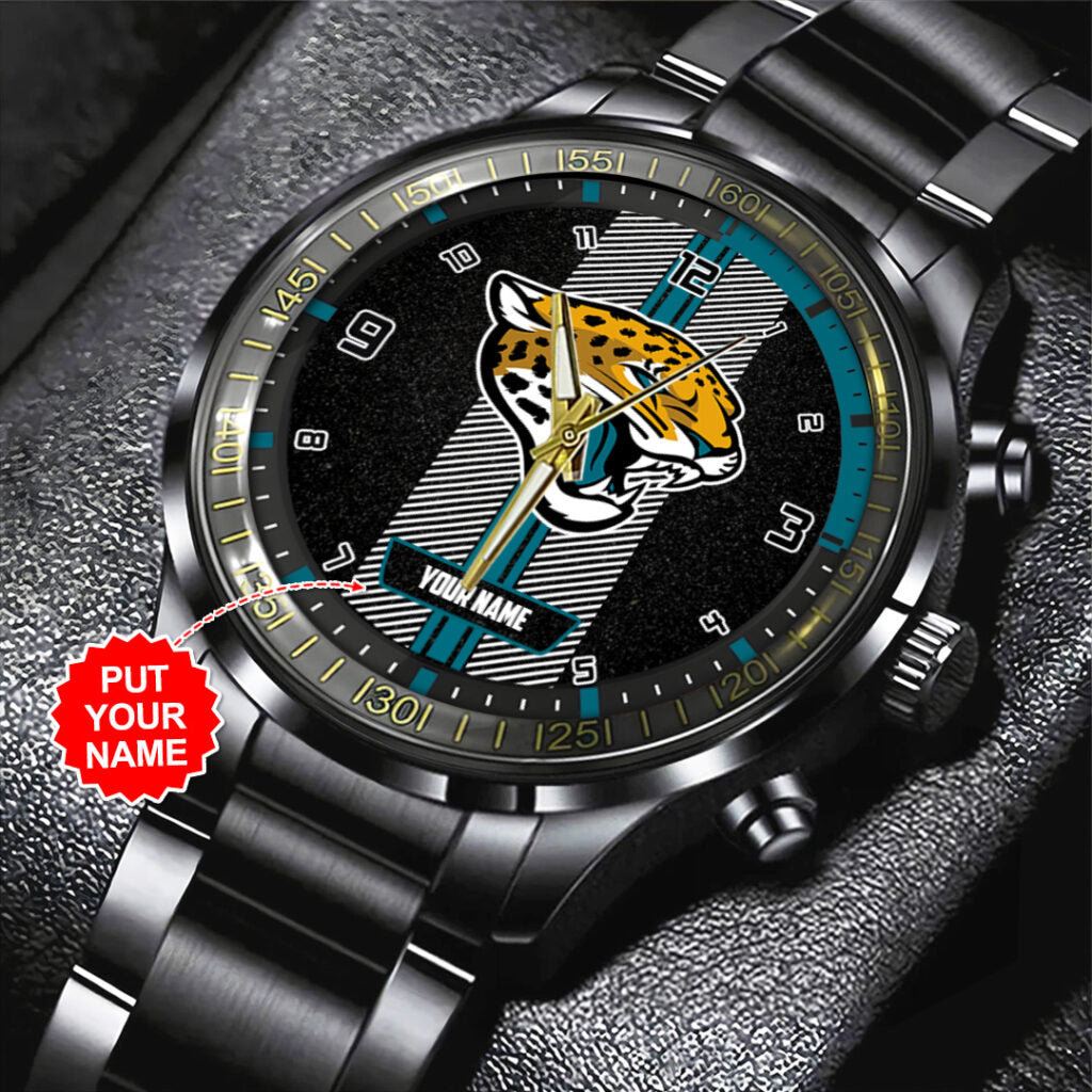 Personalized Jacksonville Jaguars Black Stainless Steel Watch - TANTN16018