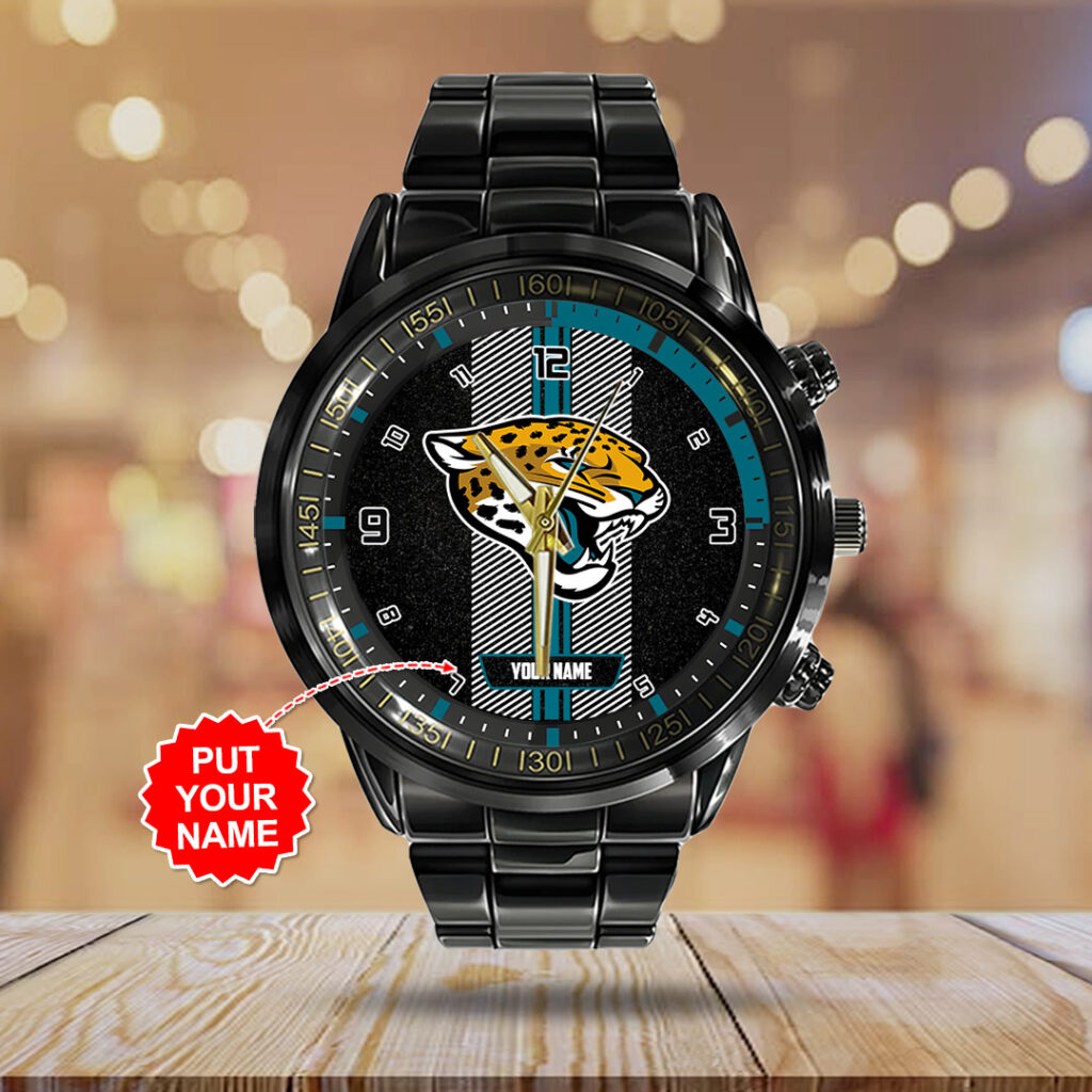 Personalized Jacksonville Jaguars Black Stainless Steel Watch - TANTN16018
