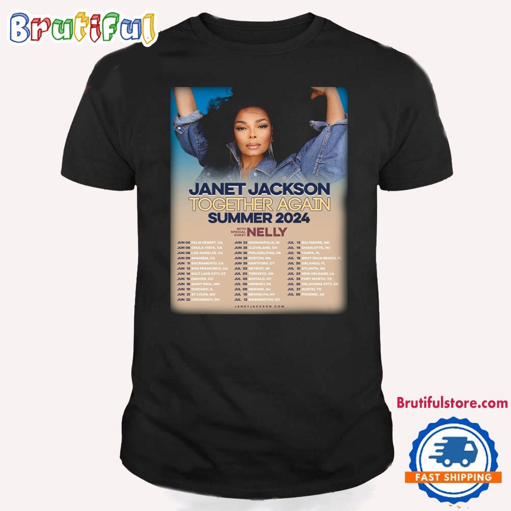 Janet Jackson Together Again 2024 Tour Schedule T Shirt