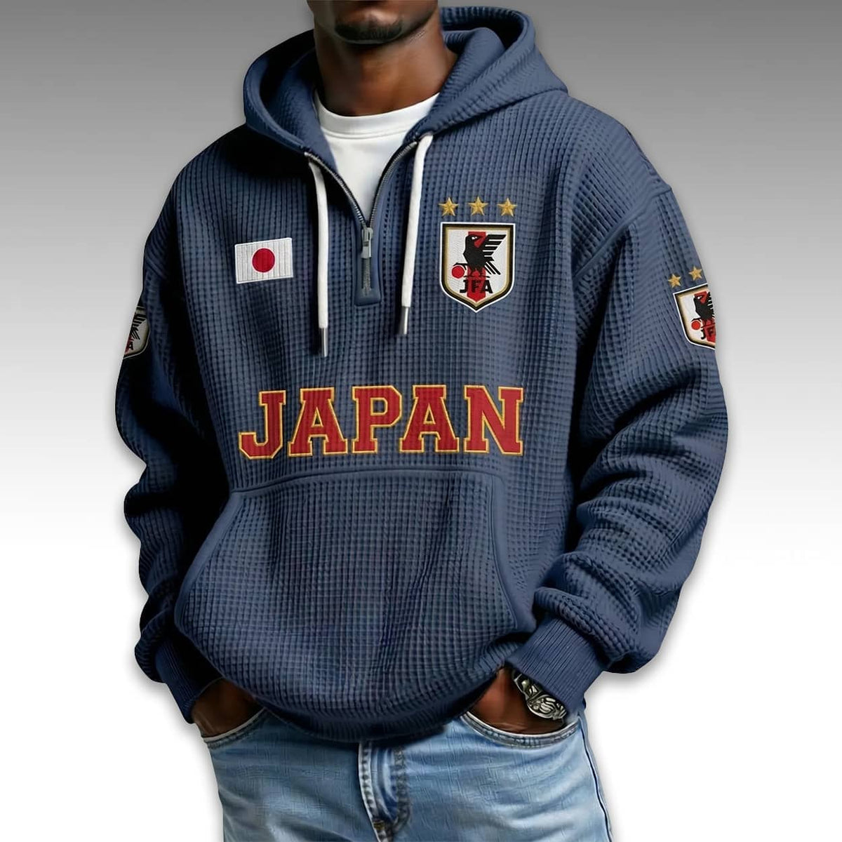 Japan World Cup 2026 Waffle Quarter Zip Hoodie