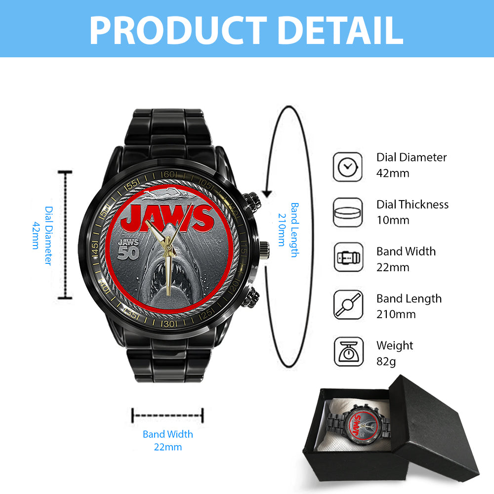 Jaws 50 Years Anniversary Black Stainless Steel Watch - TANTN16994