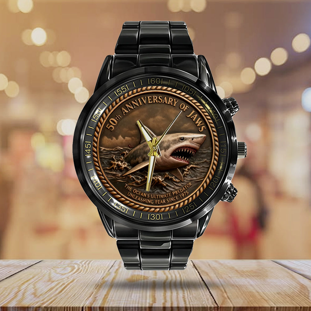 Jaws 50th Anniversary Black Stainless Steel Watch - MAITM13750
