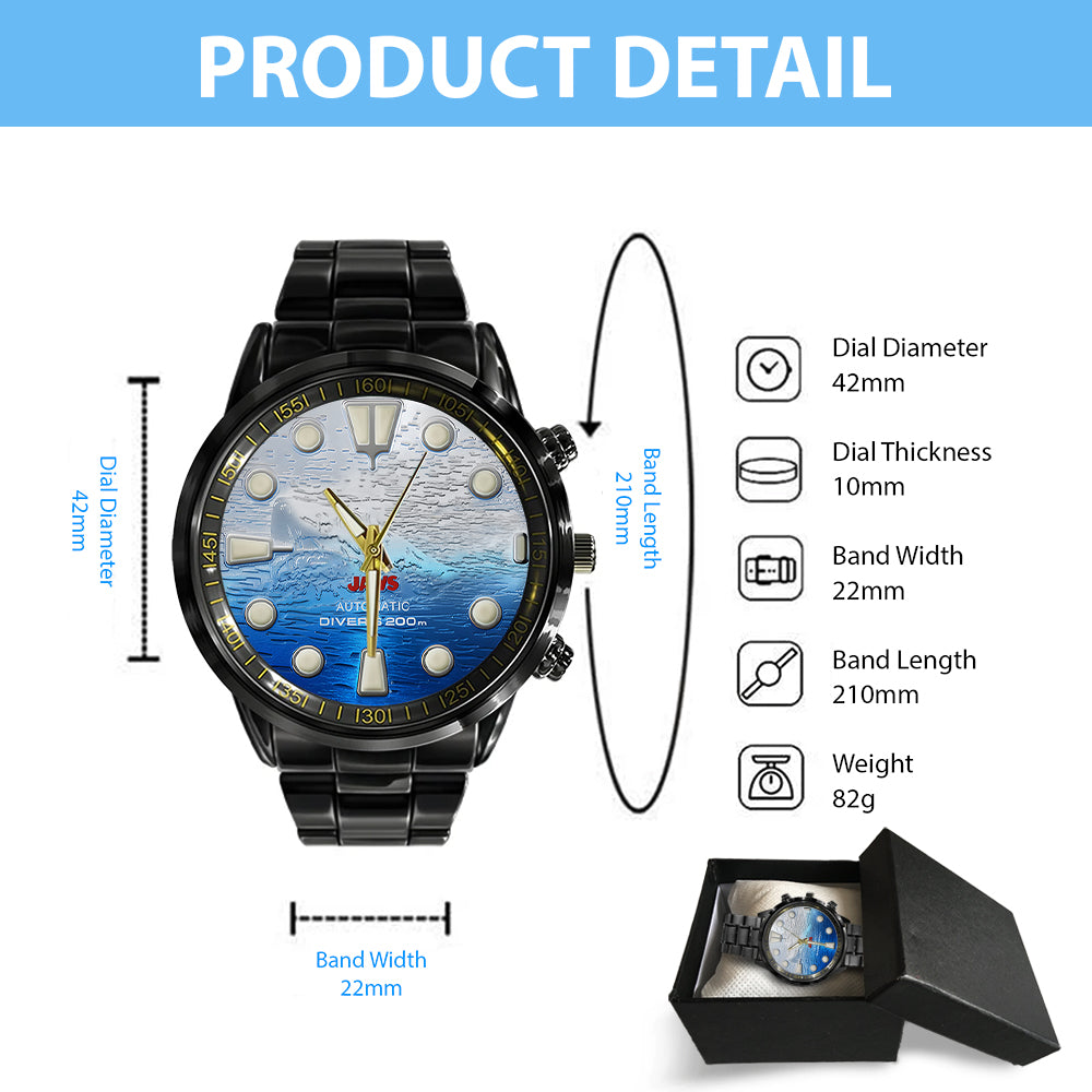 Jaws Black Stainless Steel Watch - TANTN 14191