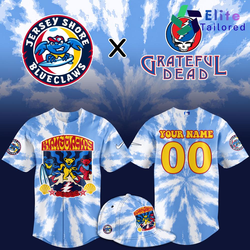 Jersey Shore BlueClaws Grateful Dead Custom Name Number Baseball Jersey