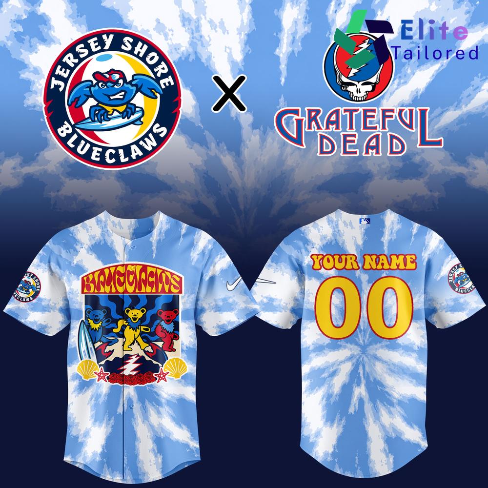 Jersey Shore BlueClaws Grateful Dead Custom Name Number Baseball Jersey