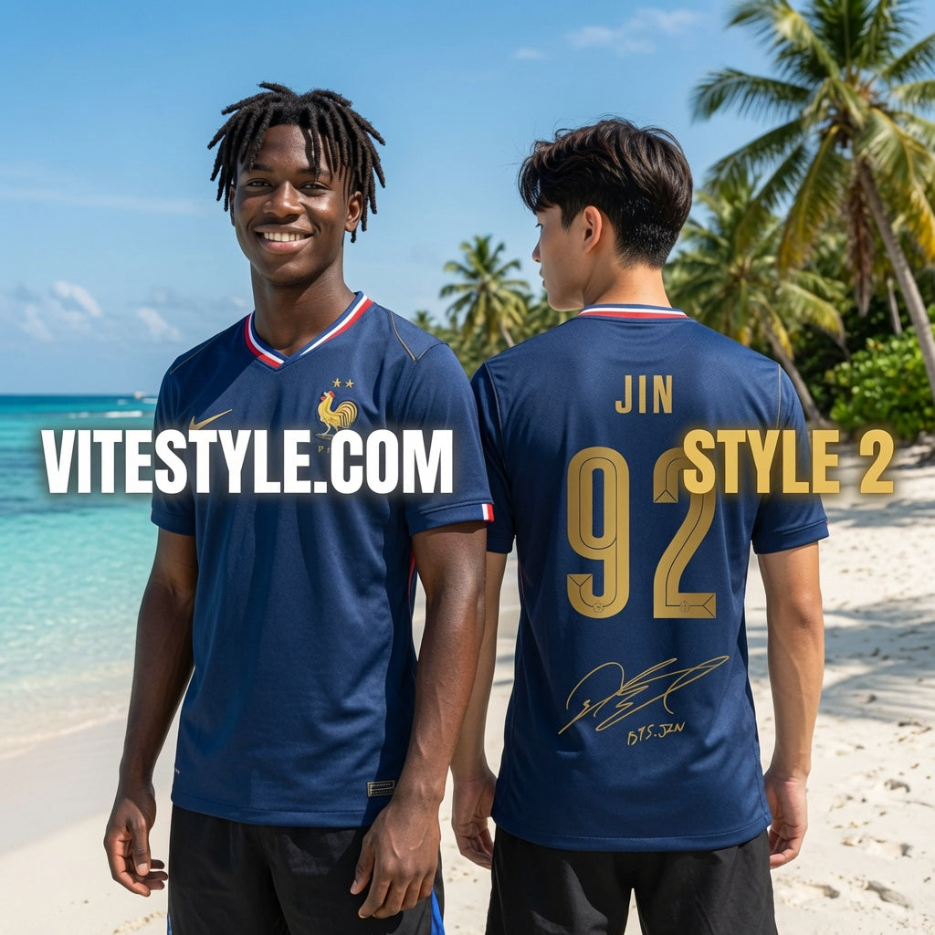 Jin BTS France Football Team Jersey