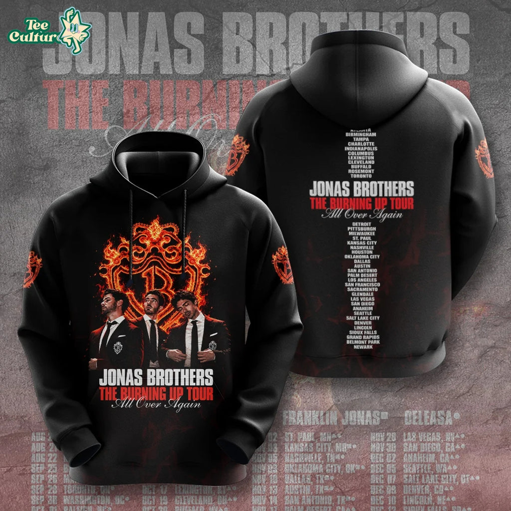 Jonas Brothers The Burning Up Tour All Over Again 2009 3D Hoodie