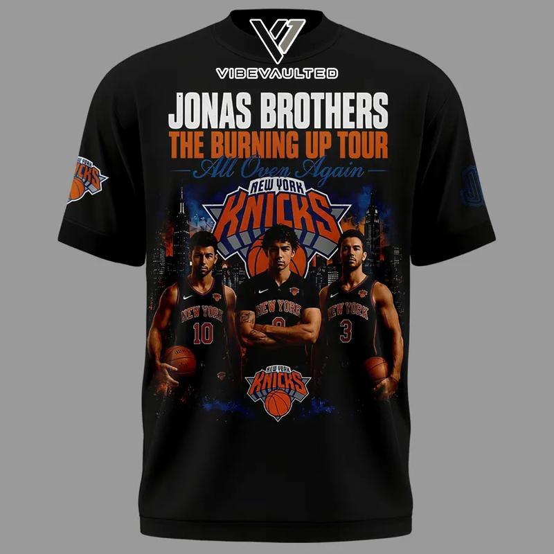 Jonas Brothers The Burning Up Tour All Over Again x New York Knicks Tee Shirt