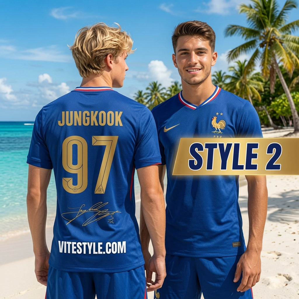 Jungkook BTS France Football Team Jersey