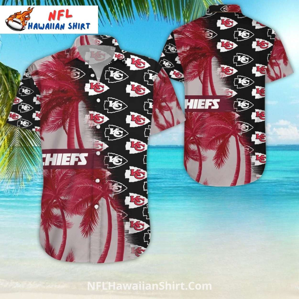 KC Chiefs Hawaiian Set Black And Red Palm Beach Style