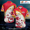 KC Chiefs Hawaiian Shirt Floral Gold And Red Pattern
