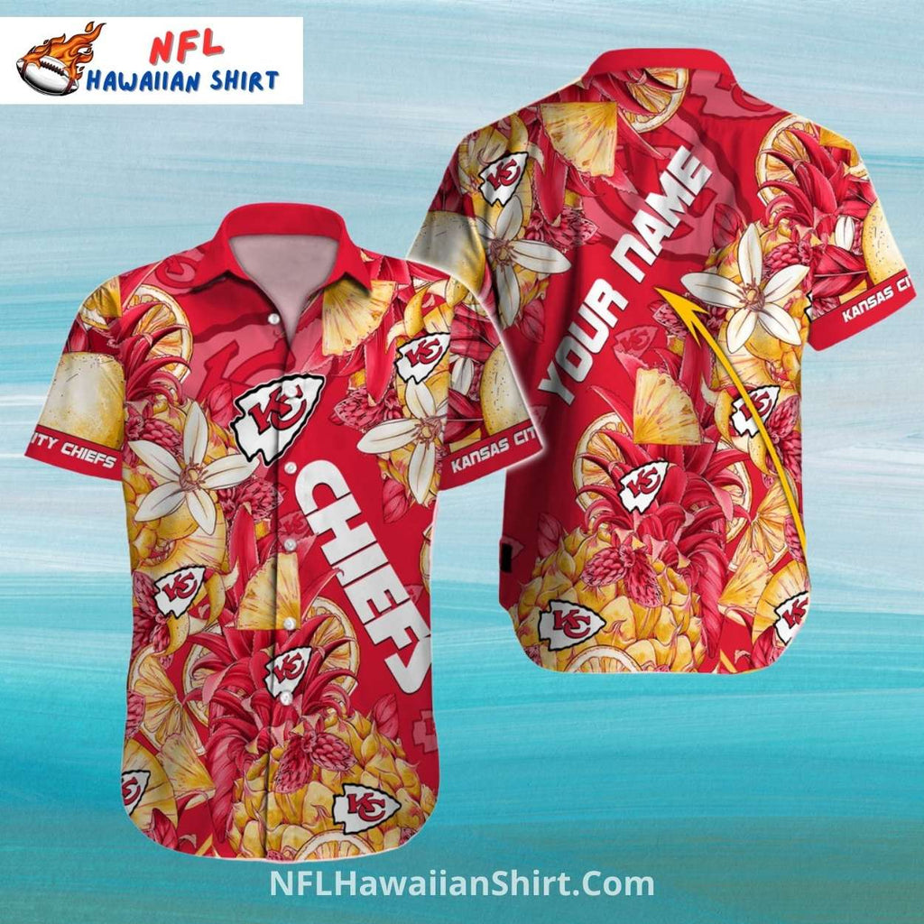 KC Chiefs Hawaiian Shirt Pineapple And Floral Pattern