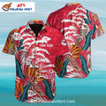 KC Chiefs Hawaiian Shirt Red And Blue Wave Art Theme