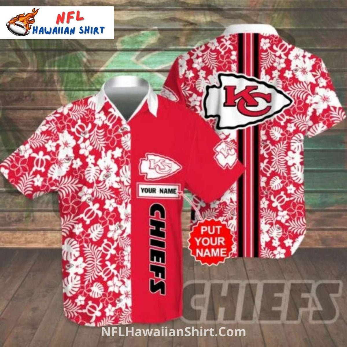KC Chiefs Hawaiian Shirt Red And White Floral Custom Name