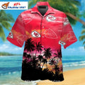 KC Chiefs Hawaiian Shirt Red Sunset And Palm Tree Print