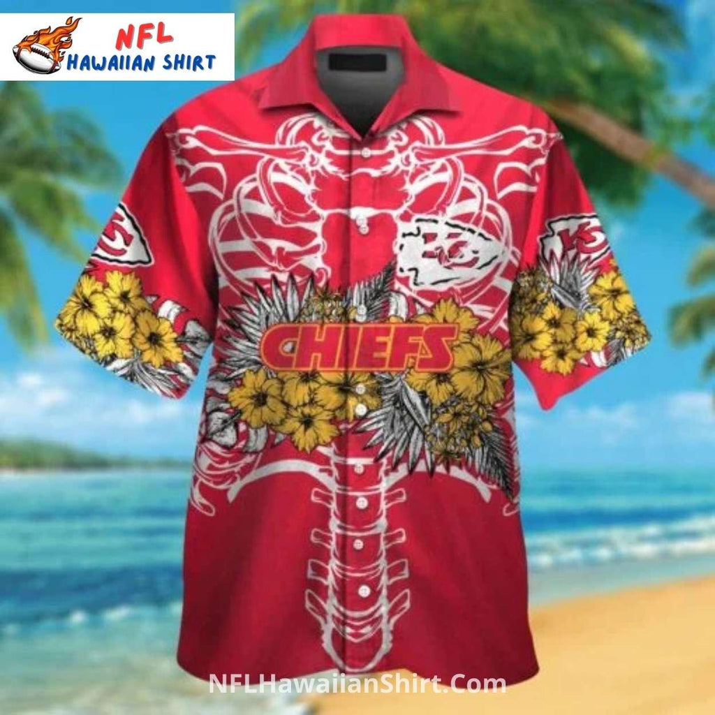 KC Chiefs Hawaiian Shirt Skeleton Floral Unique Design