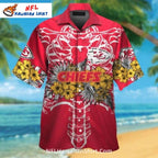 KC Chiefs Hawaiian Shirt Skeleton Floral Unique Design