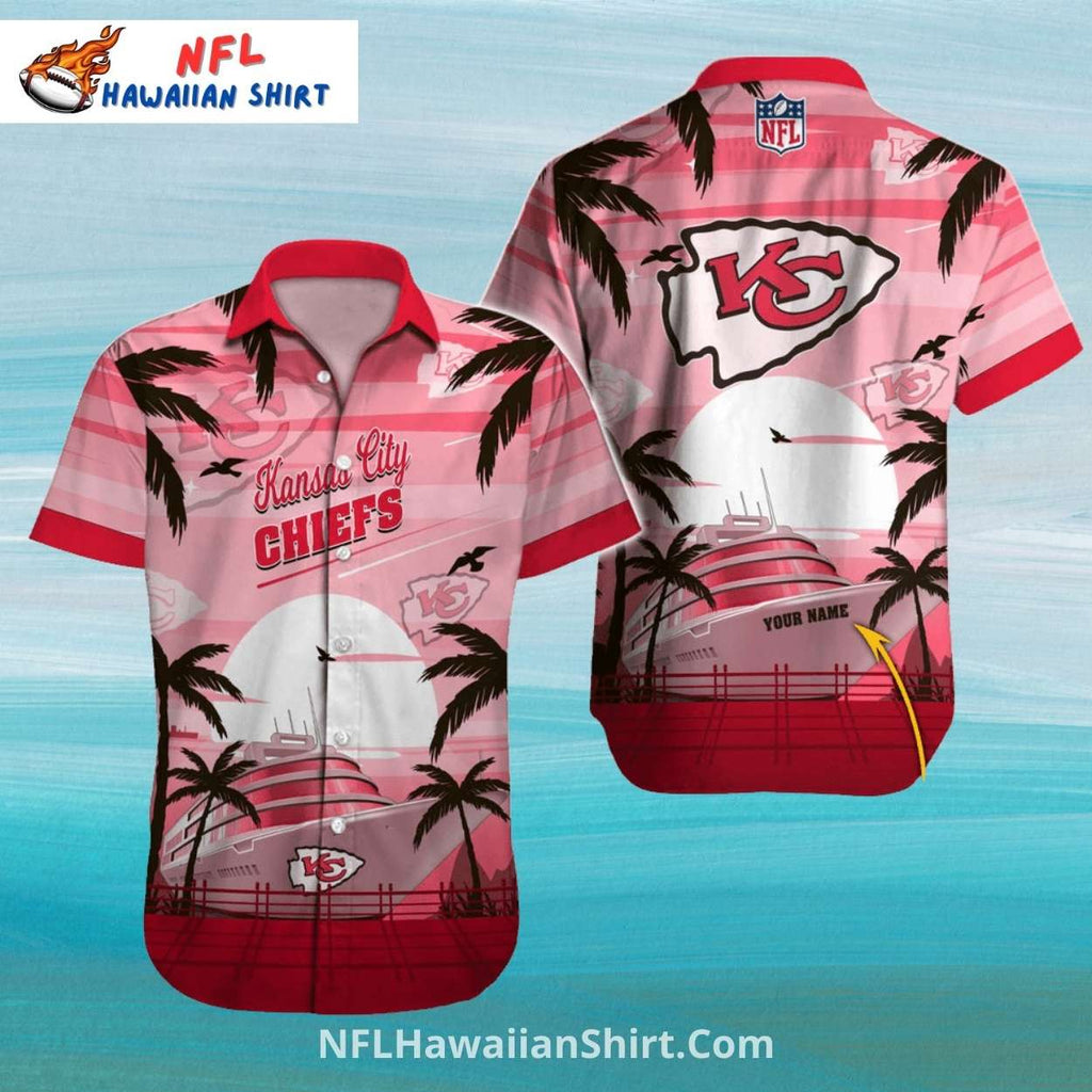 KC Chiefs Hawaiian Shirt Sunset Stadium Palm Trees
