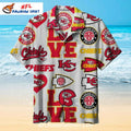 KC Chiefs Hawaiian Shirt White Love And Logo Collage Pattern