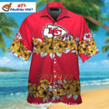 KC Chiefs Hawaiian Shirt Yellow Tropical Flower Theme