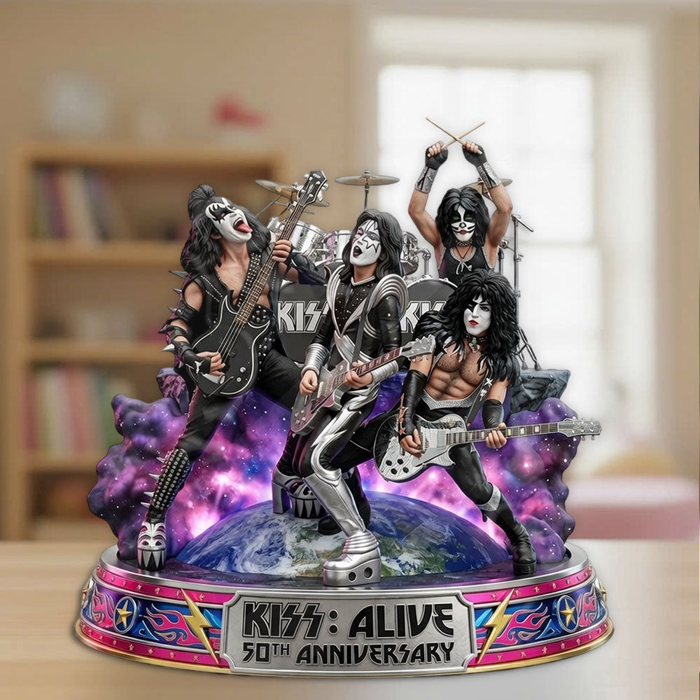 KISS: Alive 50th Anniversary Custom Shape Acrylic Plaque – TMTHU6061