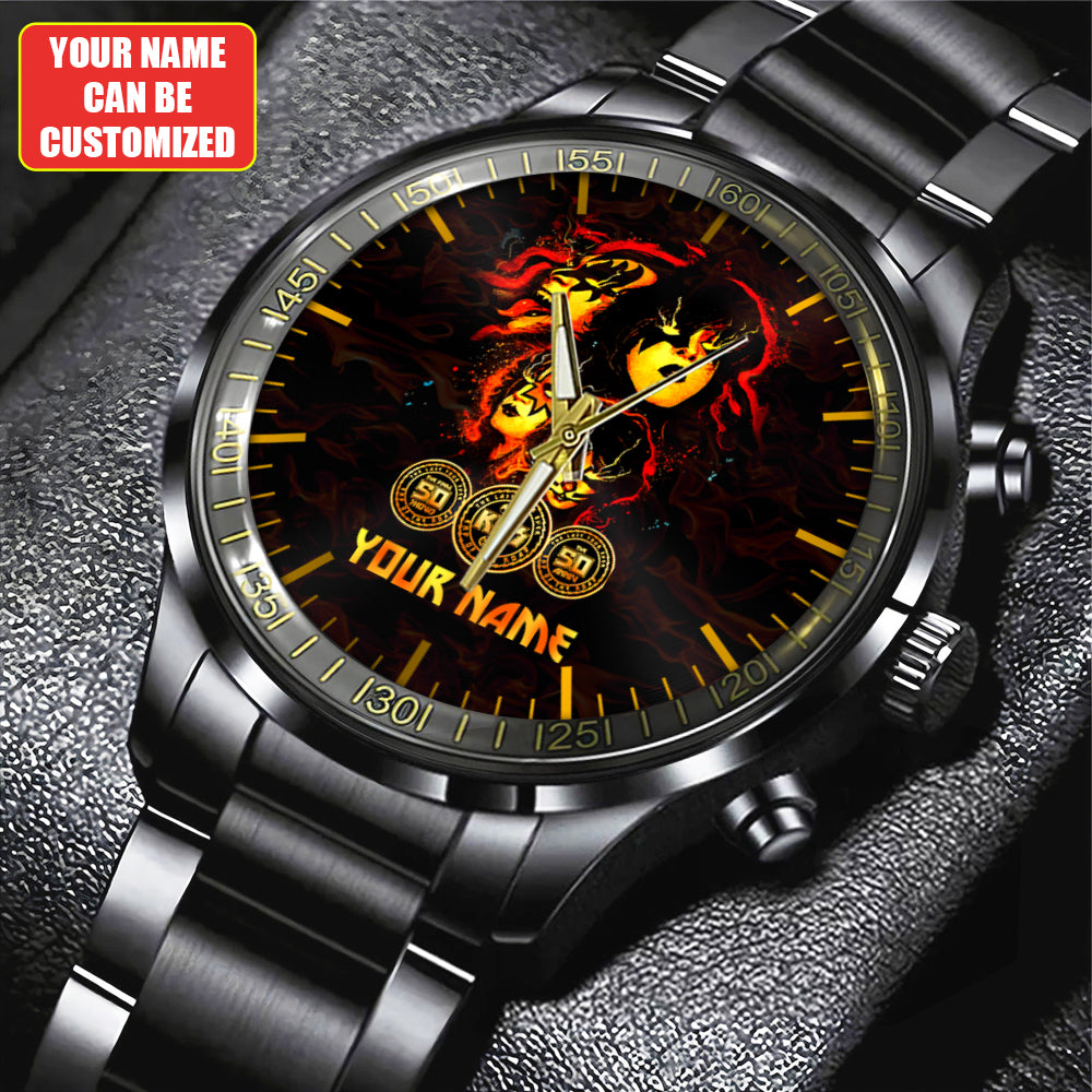 Personalized KISS Black Stainless Steel Watch - HUANNM 4876
