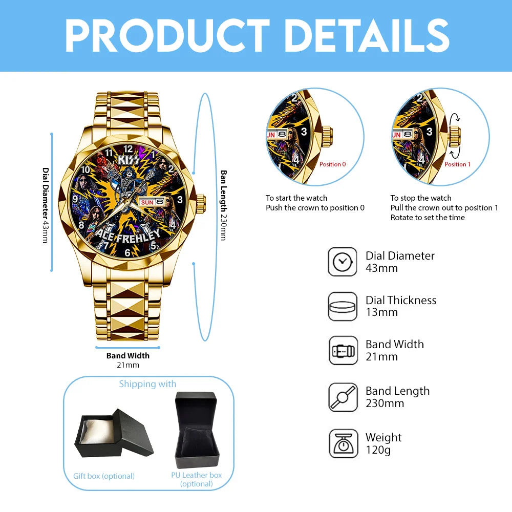 KISS x Ace Frehley Alloy Luxury Quartz Watch - TMTHU8819