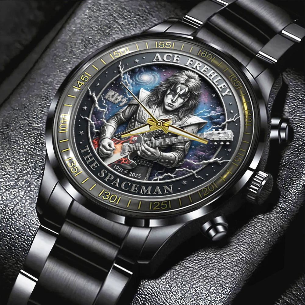 KISS x Ace Frehley Black Stainless Steel Watch - MAITM13483