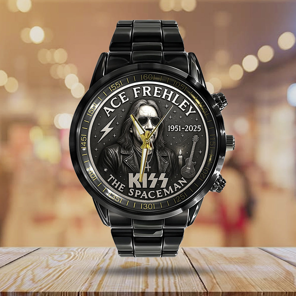 KISS x Ace Frehley Black Stainless Steel Watch - MAITM13503