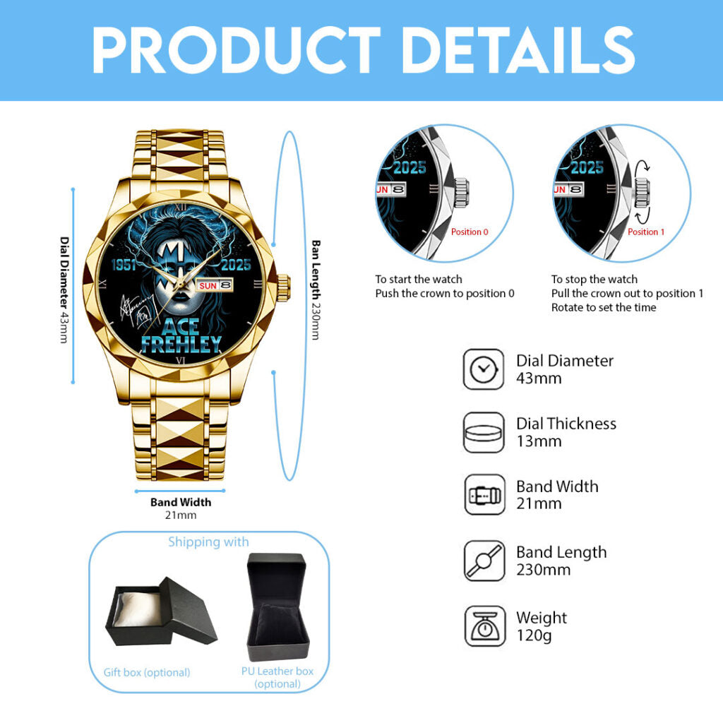 KISS x Ace Frehley Alloy Luxury Quartz Watch - GNE4599