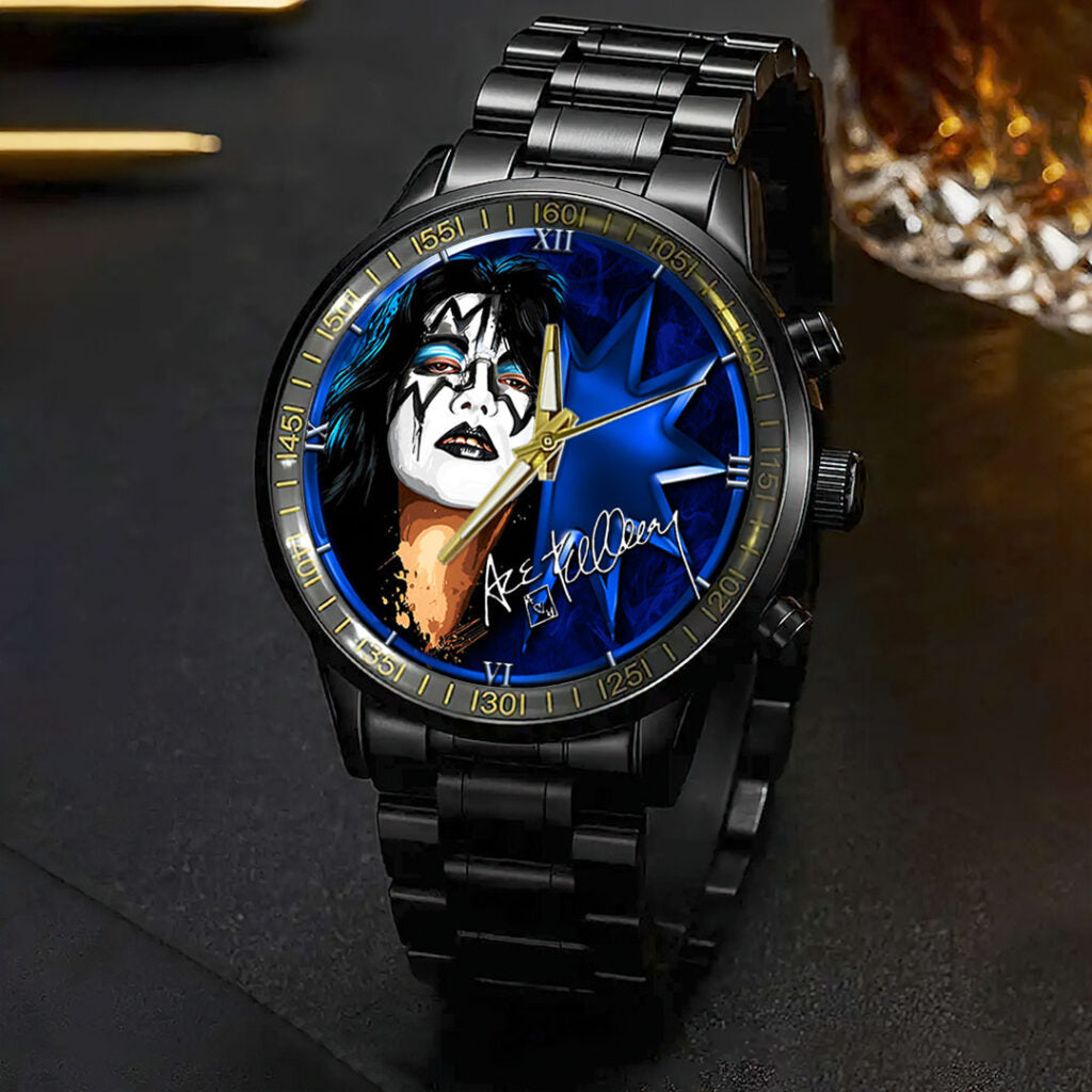 KISS x Ace Frehley Black Stainless Steel Watch - HOATT14219