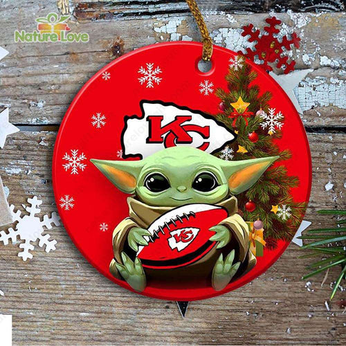 Kansas City Chiefs Baby Yoda Ornament Christmas Tree Decorations NFL Gifts