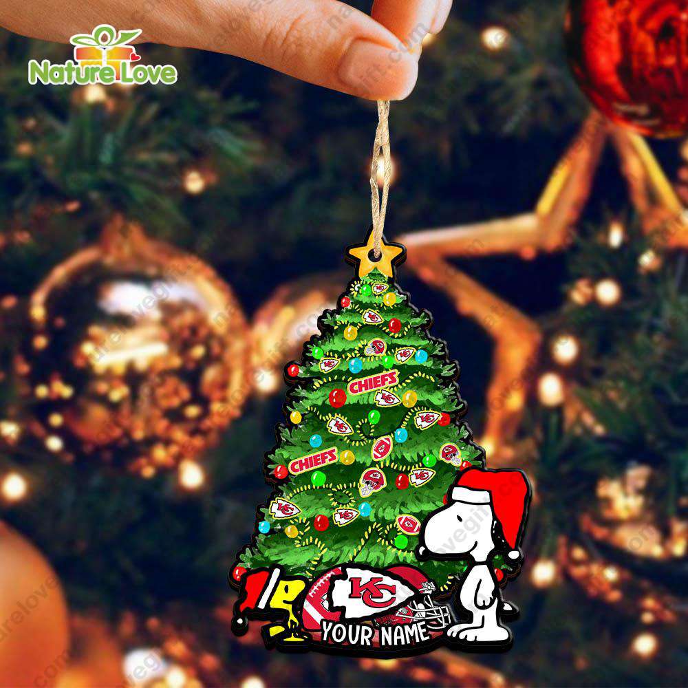 Kansas City Chiefs Custom Snoopy Peanuts Christmas Ornament Xmas Tree Decorations