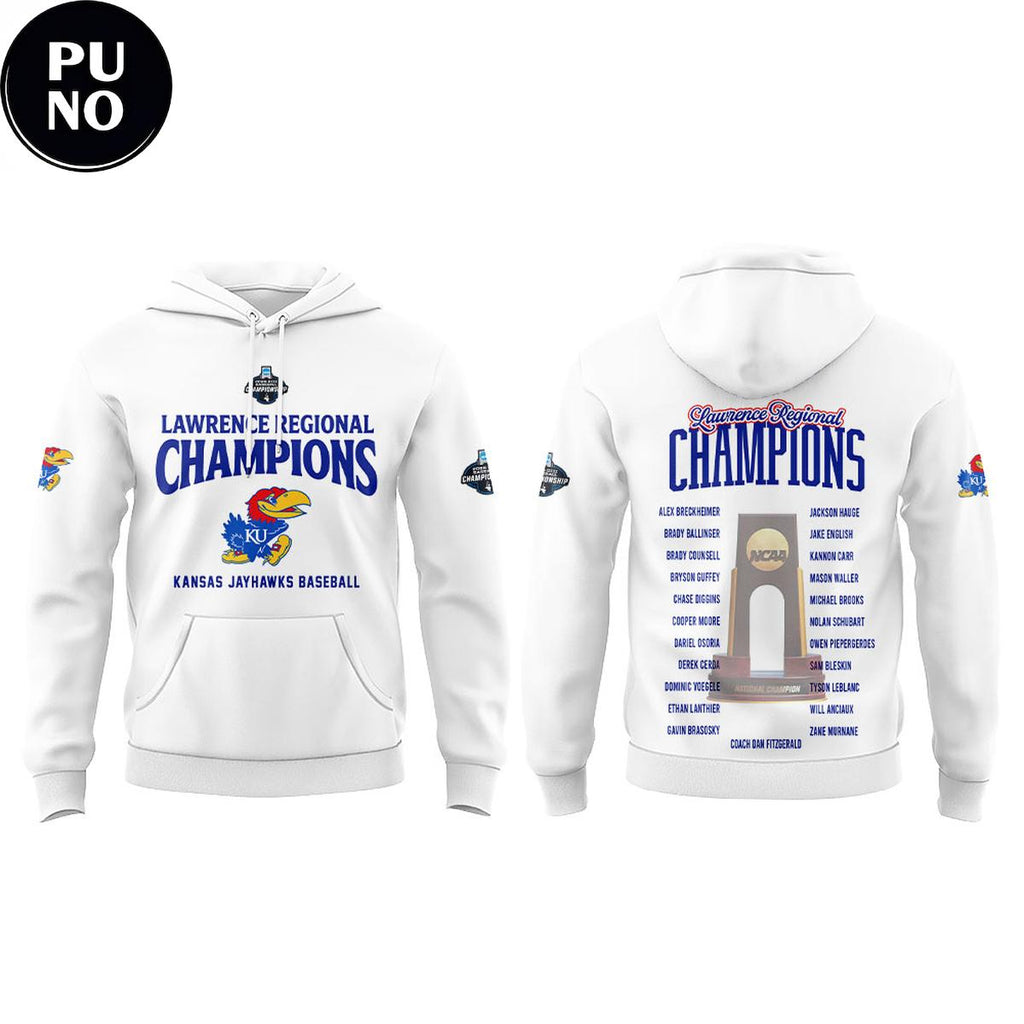 Kansas Jayhawks Baseball Lawrence Regional Champions 2026 Locker Room Hoodie T-Shirt