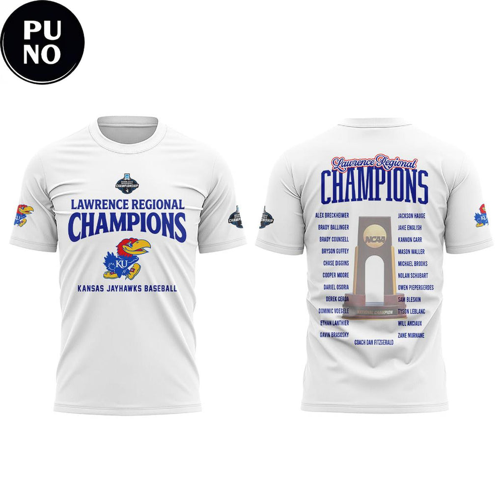 Kansas Jayhawks Baseball Lawrence Regional Champions 2026 Locker Room Hoodie T-Shirt