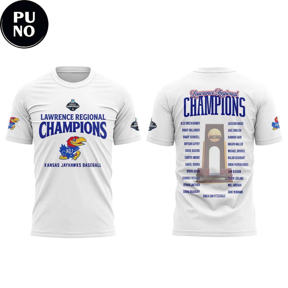 Kansas Jayhawks Baseball Lawrence Regional Champions 2026 Locker Room Hoodie T-Shirt