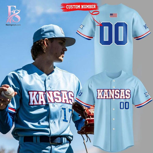 Kansas Jayhawks Baseball Powder Blue Uniform Jersey