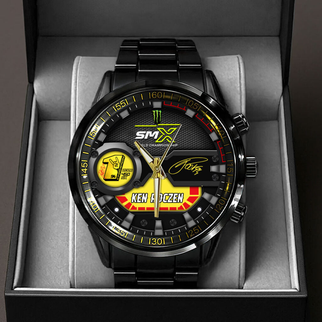 Ken Roczen 2026 AMA Supercross 450cc Champion Black Stainless Steel Watch - HOATT17952