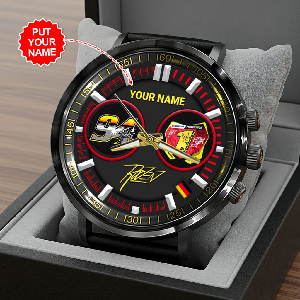 Personalized Ken Roczen 2026 AMA Supercross 450cc Champion Black Stainless Steel Watch - HOATT17951
