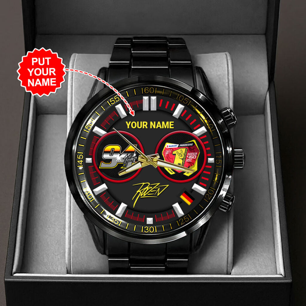 Personalized Ken Roczen 2026 AMA Supercross 450cc Champion Black Stainless Steel Watch - HOATT17951