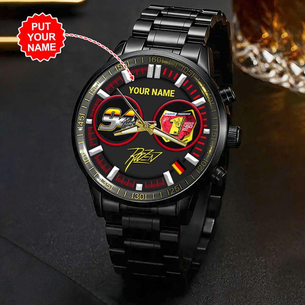 Personalized Ken Roczen 2026 AMA Supercross 450cc Champion Black Stainless Steel Watch - HOATT17951