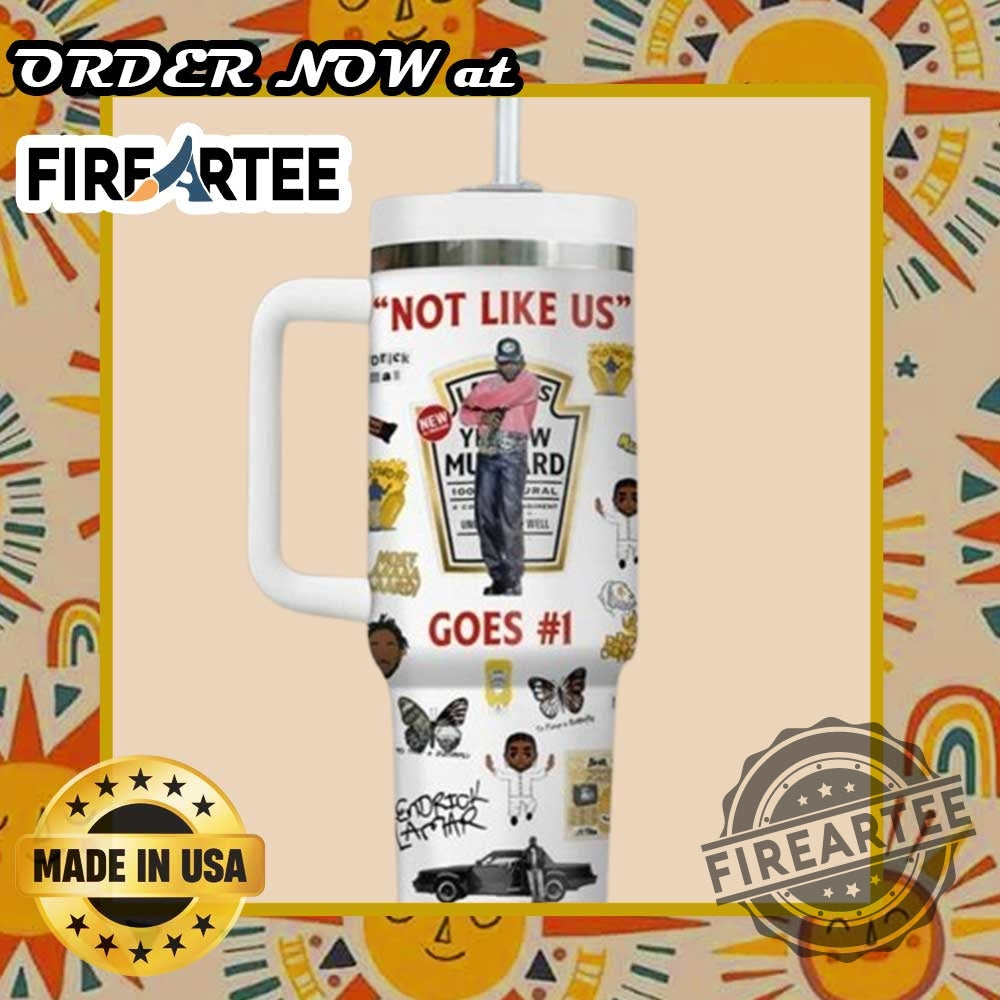 Kendrick Lamar Mustard Themed Tumbler With Custom Name Mustard Label And Artistic Stickers