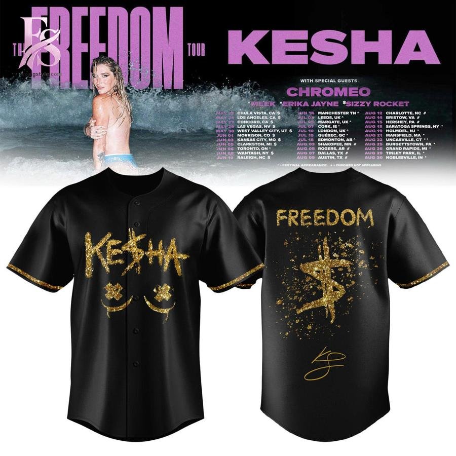 Kesha The Freedom Tour 2026 Baseball Jersey