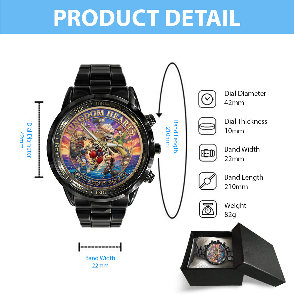 Kingdom Hearts 25th Anniversary Black Stainless Steel Watch - TMTHU7525