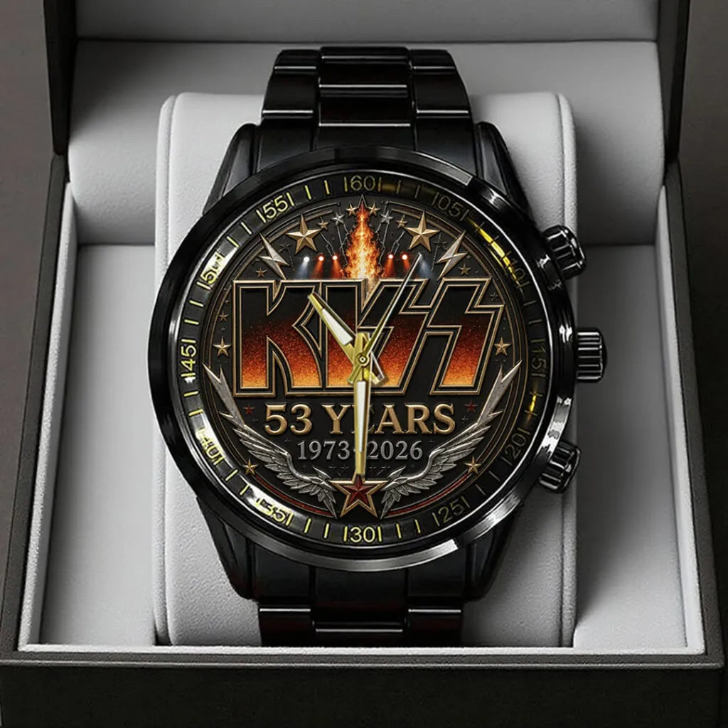 KISS 53 Years Anniversary Black Stainless Steel Watch - TANTN24554